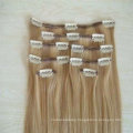 Hot selling wholesale double drawn virgin remy human hair extention 120g clip in hair